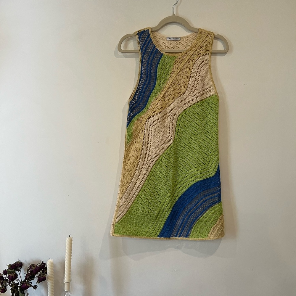 Zara Multicolor Knit Mini Dress
